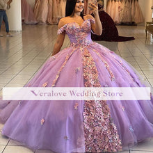 Load image into Gallery viewer, Handmade Flowers Quinceanera Dress 2020 Off Shoulder Light Sky Blue Prom Party for Girl Graduation Wear