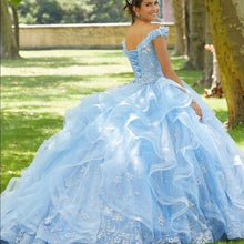 Load image into Gallery viewer, 2021 Light Sky Blue vestidos de 15 años Quinceanera Dresses Beading Applique Sweet 16 Ball Gown Plus Size Prom Dress