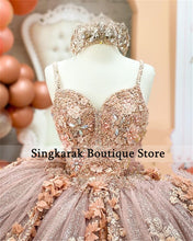 Load image into Gallery viewer, Coffee Color Beaded Puffy Ball Gown Quinceanera Dresses 2022 Sweet 16 Dress Pageant Dresses Vestido De 15 anos XV