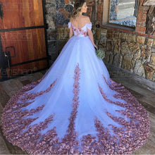Load image into Gallery viewer, Fanshao Wedding Dress Off The Shoulder Tulle Luxury Vestido Appliques Formal Occasion Happniess Robe De Soiree
