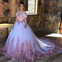 Load image into Gallery viewer, Fanshao Wedding Dress Off The Shoulder Tulle Luxury Vestido Appliques Formal Occasion Happniess Robe De Soiree