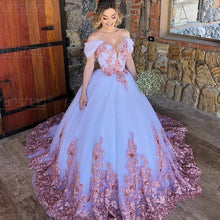 Load image into Gallery viewer, Fanshao Wedding Dress Off The Shoulder Tulle Luxury Vestido Appliques Formal Occasion Happniess Robe De Soiree