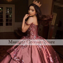 Load image into Gallery viewer, 2021 Pink Cinderella Quinceanera Dresses Crystal Ball Gown Beading Appliques Party Gowns Vestido De Festa Sweet 16 Dress