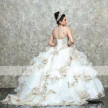 Load image into Gallery viewer, White Champagne Sequins Lace Quinceanera Dresses 2021 Sweet 16 Ball Gown Prom Dress Lace-up vestidos de 15 años