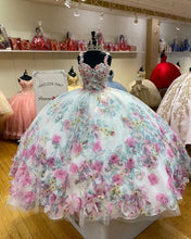 Load image into Gallery viewer, 3D Floral Flowrs Quinceanera Ball Gown Dress Long Colorful Puffy Skirt Sweet 16 Party Gowns Prom Wear