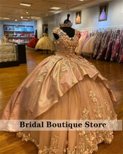 Load image into Gallery viewer, Luxury Champagne Handmade Quinceanera Dress Appliques Crystal Tiered Sweet 16 Prom Party Gowns Vestidos De 15