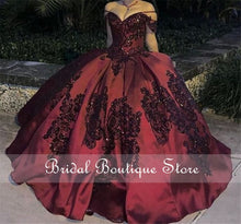 Load image into Gallery viewer, Red Quinceanera Dresses with Sequins Applique Off the Shoulder Sweet 16 Dress vestido de 15 anos 2021 Ball Prom Gowns