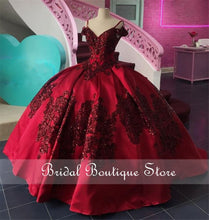 Load image into Gallery viewer, Red Quinceanera Dresses with Sequins Applique Off the Shoulder Sweet 16 Dress vestido de 15 anos 2021 Ball Prom Gowns
