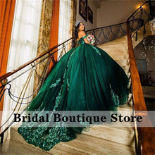 Load image into Gallery viewer, Elegant Ball Gown Ball Prom Gowns With Appliques Beads Pearls Off the Shoulder Sweet 16 Dress vestido de 15 anos