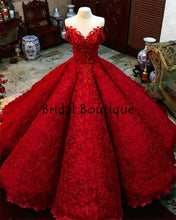 Load image into Gallery viewer, Dark Red robe de soirée Full Lace Quinceanera Dresses Beading Applique Sweetheart Sweet 16 Dress Ball Prom Gowns vestido 15 anos