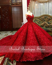 Load image into Gallery viewer, Dark Red robe de soirée Full Lace Quinceanera Dresses Beading Applique Sweetheart Sweet 16 Dress Ball Prom Gowns vestido 15 anos