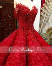 Load image into Gallery viewer, Dark Red robe de soirée Full Lace Quinceanera Dresses Beading Applique Sweetheart Sweet 16 Dress Ball Prom Gowns vestido 15 anos