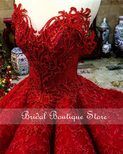 Load image into Gallery viewer, Dark Red robe de soirée Full Lace Quinceanera Dresses Beading Applique Sweetheart Sweet 16 Dress Ball Prom Gowns vestido 15 anos
