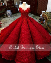 Load image into Gallery viewer, Dark Red robe de soirée Full Lace Quinceanera Dresses Beading Applique Sweetheart Sweet 16 Dress Ball Prom Gowns vestido 15 anos