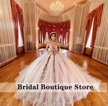 Load image into Gallery viewer, Princess Ball Gown Quinceanera Dress 2022 Off Shoulder Appliques Tulle Sweet 16 Dresss Vestidos De 15 Años