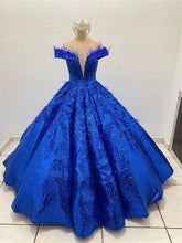 Load image into Gallery viewer, Luxury Feathers Ball Gown Quinceanera Dresses Off Shoulder Handmade Appliques Vestidos XV Años Sweet 16 Dress Elegant Custom