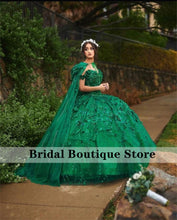 Load image into Gallery viewer, Green Princess Quinceanera Dress Sweet 16 Ball Gown 2022 Flowers Appliques Lace Vestidos De 15 Años