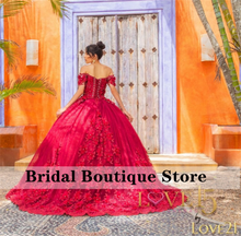 Load image into Gallery viewer, 2022 Princess Red Ball Gown Quinceanera Dresses Beaded Appliques Crystal Sweet 16 Dress vestidos de 15 anos