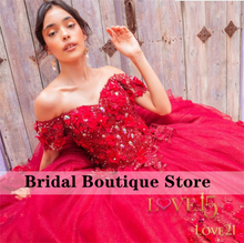 Load image into Gallery viewer, 2022 Princess Red Ball Gown Quinceanera Dresses Beaded Appliques Crystal Sweet 16 Dress vestidos de 15 anos