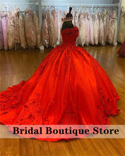 Load image into Gallery viewer, 2022 Red Bling Quinceanera Dresses Appliques Beaded 16 Off Shoulder Sweet Party Gowns vestido 15 anos