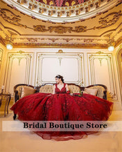 Load image into Gallery viewer, Cinderella Birthday Red Ball Gown Quinceanera Dresses Crystal Appliques Sweet 16 Dress Vestidos De 15 Años 2022