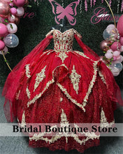Load image into Gallery viewer, Burgundy Quinceanera Dresses Sweet 16 Ball Gown 2022 Off The Shoulder Lace Appliques Princess Dresses Princess