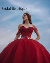 Load image into Gallery viewer, Red Ball Gown Quinceanera Dresses Puffy Princess Off Shoulder Sweet 16 Dresses Girls vestido de 15 anos quinceanera