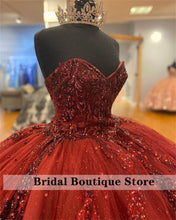 Load image into Gallery viewer, Shining Sweetheart Quinceanera Dresses Sequined Applique Lace-Up Princess Party Wear Sweet 16 Ball Gown Vestidos De 15 Años
