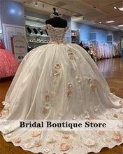 Load image into Gallery viewer, Charming Satin Quinceanera Dress Off The Shoulder Crystal Beaded Sweetheart Pageant Dress Mexican Girl Birthday Gown