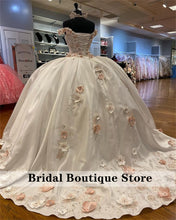 Load image into Gallery viewer, Charming Satin Quinceanera Dress Off The Shoulder Crystal Beaded Sweetheart Pageant Dress Mexican Girl Birthday Gown