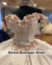 Load image into Gallery viewer, Charming Satin Quinceanera Dress Off The Shoulder Crystal Beaded Sweetheart Pageant Dress Mexican Girl Birthday Gown