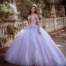 Load image into Gallery viewer, Princess Light Purple Quinceanera Dress Off Shoulder Lace Beaded Ball Gown New Arrival Sweet 16 Dresses Bridal Gown