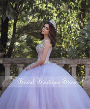 Load image into Gallery viewer, Princess Light Purple Quinceanera Dress Off Shoulder Lace Beaded Ball Gown New Arrival Sweet 16 Dresses Bridal Gown