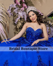 Load image into Gallery viewer, Navy Blue Shining Ball Gown Quinceanera Dresses Sweetheart Beaded Sequins Appliques Sweet 16 Dress Party Wear