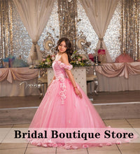 Load image into Gallery viewer, Pink 2022 Ball Gown Quinceanera Dresses 3D Flowers Appliques Beaded Sweet 16 Dress vestidos de xv años anos
