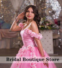 Load image into Gallery viewer, Pink 2022 Ball Gown Quinceanera Dresses 3D Flowers Appliques Beaded Sweet 16 Dress vestidos de xv años anos