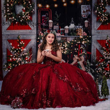 Load image into Gallery viewer, Vestidos De 15 Años Red Sequined Quinceanera Dresses Lace Applique Sweet 16 Dress Off the Shoulder Mexican Prom Gowns 2021
