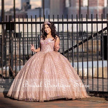Load image into Gallery viewer, Blush Pink Ball Gown Quinceanera Dresses Long Beaded Crystals Sweetheart Lavender 15 Year Vestidos De 15 Anos Sweet 16 Dresses