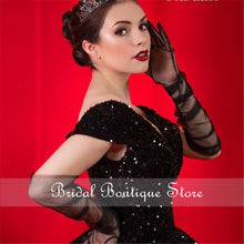Load image into Gallery viewer, Princess Ball Gown Black Quinceanera Dresses Off Shoulder Sequins Evening Gowns Sweet 16 Girls Prom Gowns 2021
