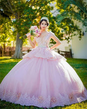 Load image into Gallery viewer, Princess Pink Lace Ball Gown Quinceanera Dresses 2021 Appliques Sweet 16 Formal Prom Gown Birthday Dress