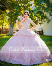 Load image into Gallery viewer, Princess Pink Lace Ball Gown Quinceanera Dresses 2021 Appliques Sweet 16 Formal Prom Gown Birthday Dress