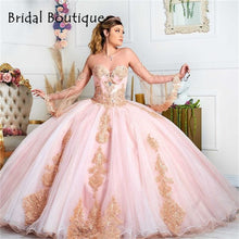 Load image into Gallery viewer, Princess Lace Beaded Quinceanera Dresses 2021 Off Shoulder Long Sleeve Party Prom Sweet 16 Gown Vestidos De 15 Años