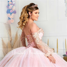 Load image into Gallery viewer, Princess Lace Beaded Quinceanera Dresses 2021 Off Shoulder Long Sleeve Party Prom Sweet 16 Gown Vestidos De 15 Años