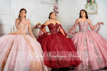 Load image into Gallery viewer, Princess Lace Beaded Quinceanera Dresses 2021 Off Shoulder Long Sleeve Party Prom Sweet 16 Gown Vestidos De 15 Años