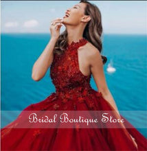 Load image into Gallery viewer, Luxury Burgundy Ball Gown Quinceanera Dress Crysatl Beaded Sweet 16 Dress Long Formal Prom Gowns Party Wear robe de soirée