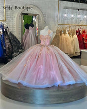 Load image into Gallery viewer, Princess One Shoulder Pink Quinceanera Dresses Lace Appliques Tulle Skirt Corset Ball Gown Prom Dresses vestidos de quinceañera