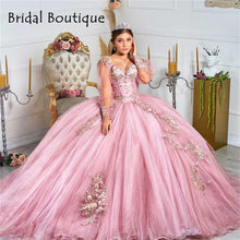 Load image into Gallery viewer, Princess Lace Quinceanera Dresses Long Sleeves Applique Beading Sweet 16 Dress Pageant Gowns vestidos de 15 años 2021
