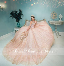Load image into Gallery viewer, Shinny Sequined Ball Gown Quinceanera Dresses Beading Sweet 16 Dress Off the Shoulder vestidos de 15 años 2021