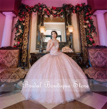 Load image into Gallery viewer, Shinny Sequined Ball Gown Quinceanera Dresses Beading Sweet 16 Dress Off the Shoulder vestidos de 15 años 2021