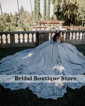 Load image into Gallery viewer, Silver Spaghetti Straps Ball Gown Quinceanera Dresses Sparkly Appliques Beaded Sweet 16 Dress Plus Size